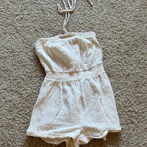 Kendall & Kylie White Strapless Gauze Romper